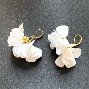 Talbots White Silk Floral Earrings